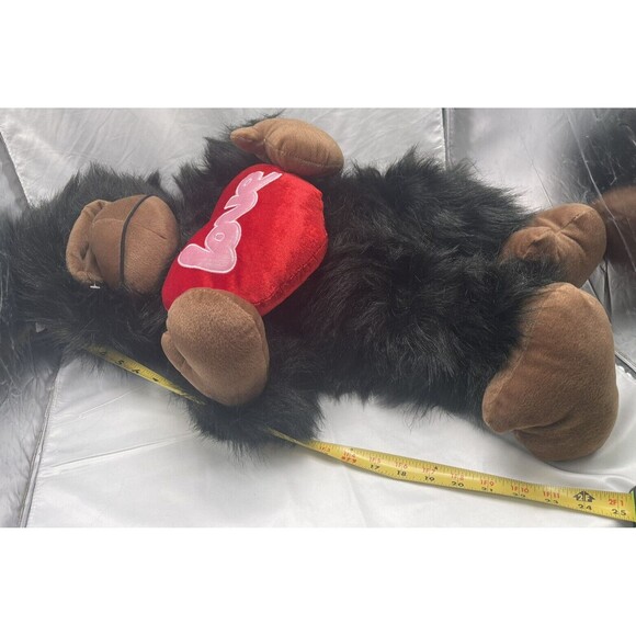 Vintage Hugfun Jumbo Black Gorilla Red Love Heart Plush Stuffed Animal 25” RARE - Picture 13 of 13